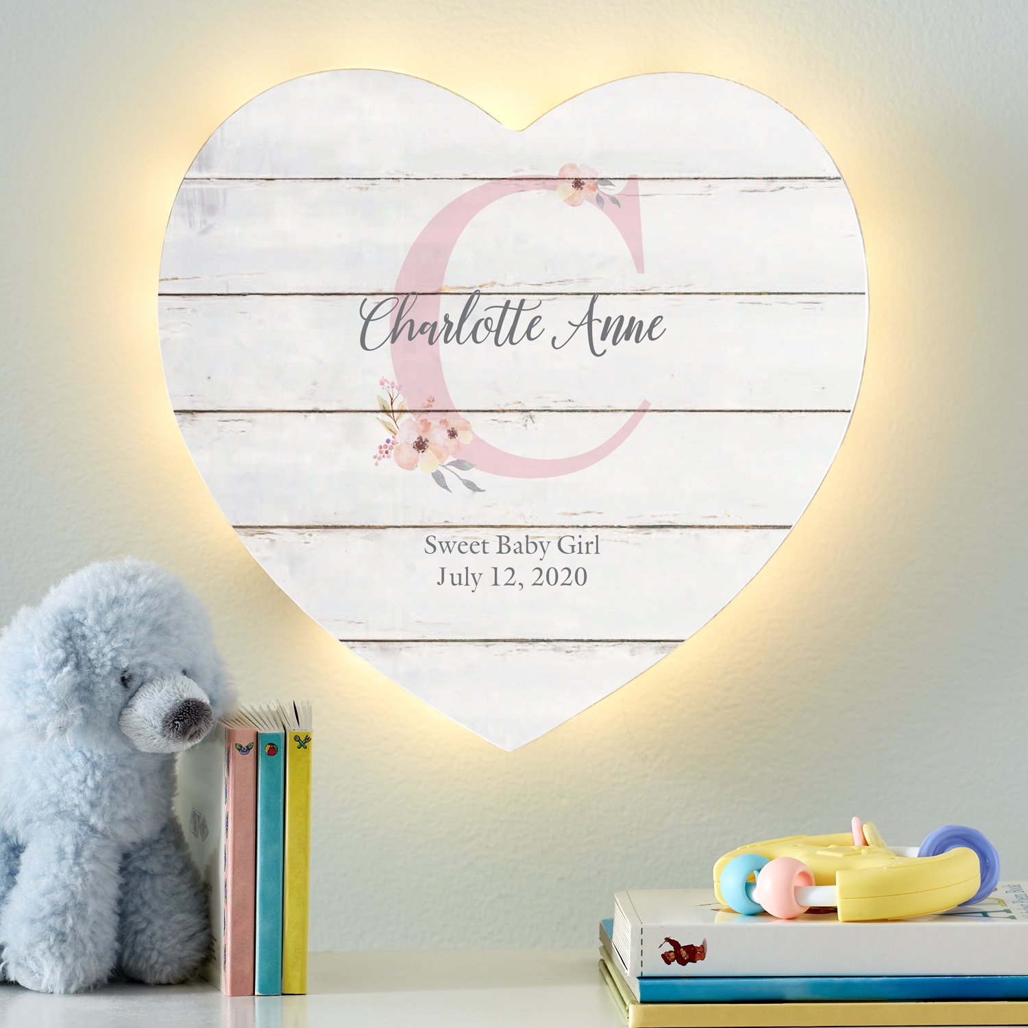 Stephen Joseph® Elegant Baby Name Heart Nightlight