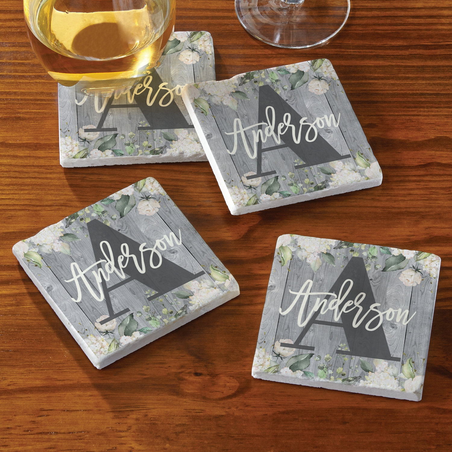 Barnwood Floral Coasters