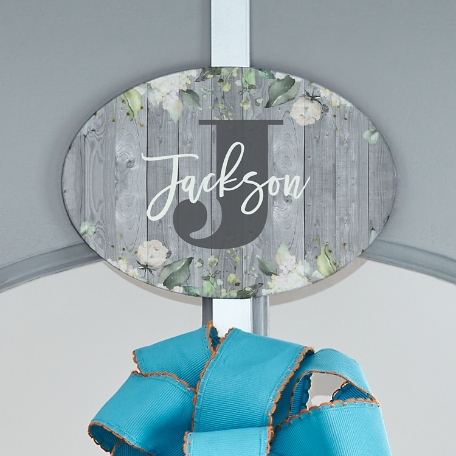 Barnwood Floral Name Wreath Holder with Plaque