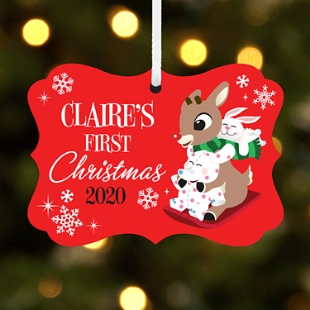 Rudolph® Baby's First Christmas Scroll Bauble