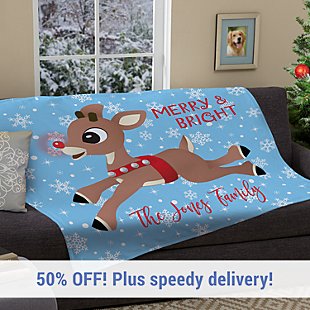 Rudolph® Snowflake Plush Blanket