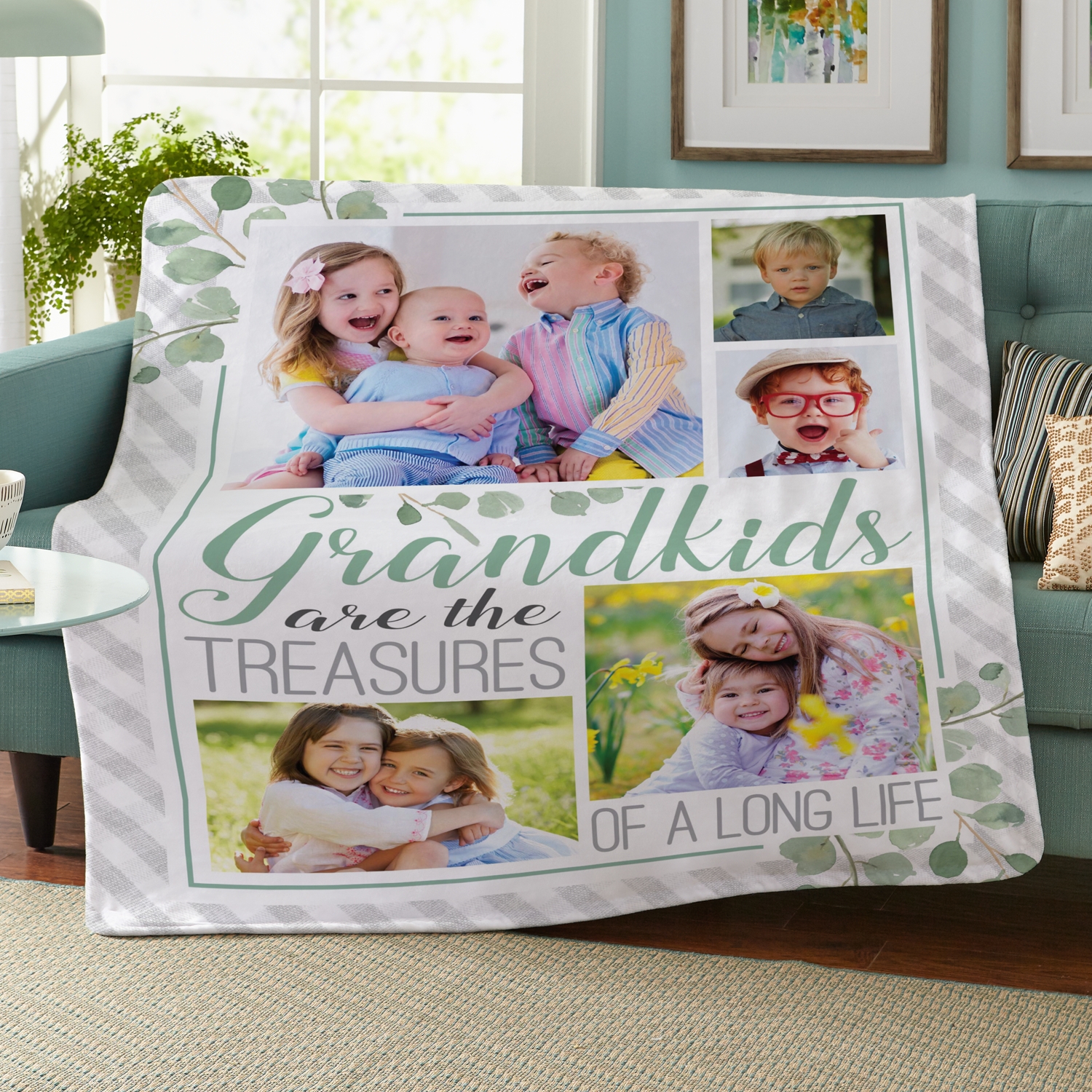 Grandkids Are Treasures Photo Plush Blanket