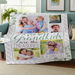 Grandkids Are Treasures Photo Plush Blanket