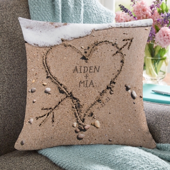 Heart in Sand Wedding Pillow