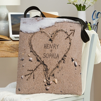 Heart in Sand Wedding Tote Bag