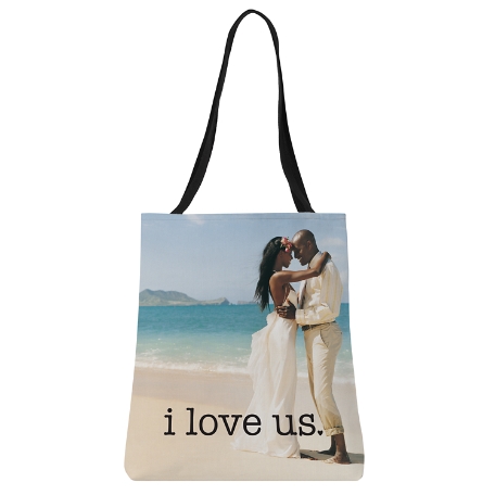 I Love Us Wedding Photo Tote - Black Text