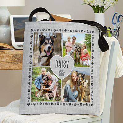 Pawprints on My Heart Pet Photo Tote