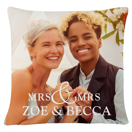 You & Me Wedding Photo Pillow - Mrs. & Mrs.