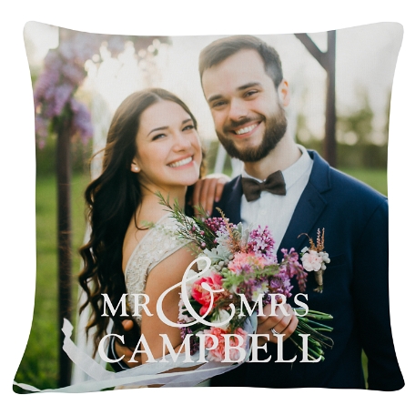 You & Me Wedding Photo Pillow - Mr. & Mrs.