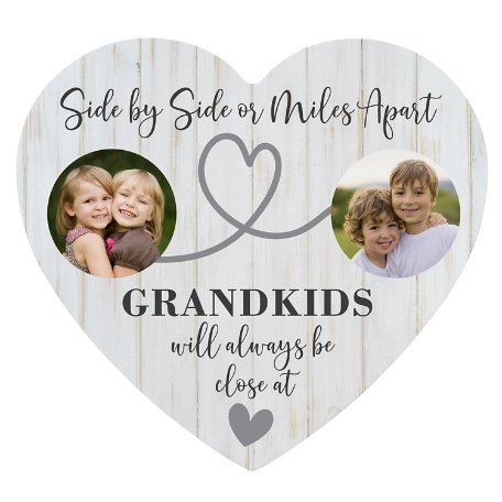 Miles Apart Photo Wood Heart - Gray