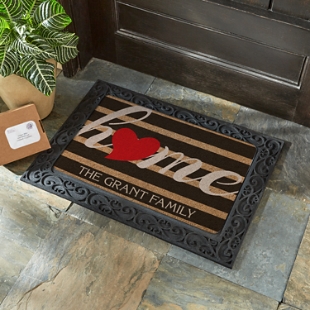 Striped Heart Home Doormat