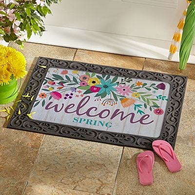 Rainbow Flowers Doormat