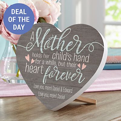 A Mother Holds Her Childs Hand Mini Wood Heart