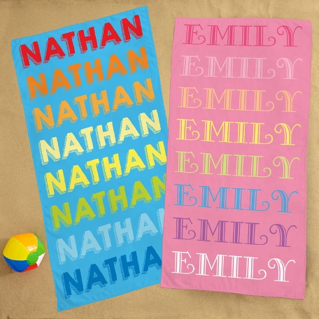 Rainbow Name Beach Towel