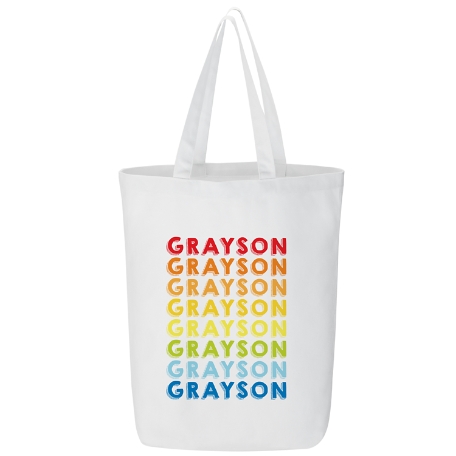 Rainbow Name Tote Bag - Blue Background - Add On