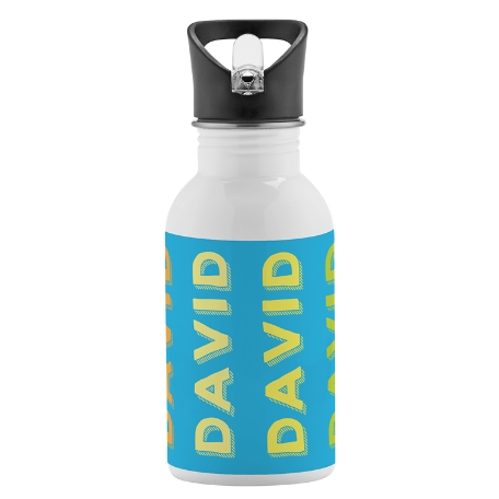Rainbow Name Waterbottle - Blue Background