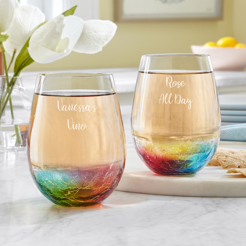 Personalized Stemless Wine Glass for Couples