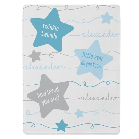 Swirl Name Baby Blanket - Blue Star