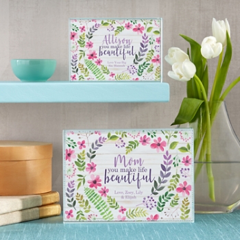 You Make Life Beautiful Glass Block