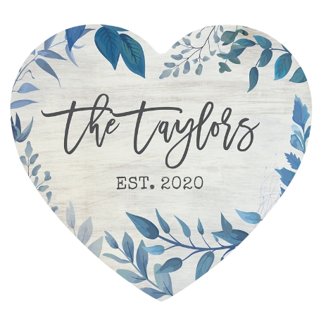 Beautiful Family Wood Heart - Blue