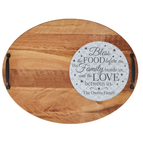 Bless This Food Entertaining Trivet Set-Trivet Only-Gray