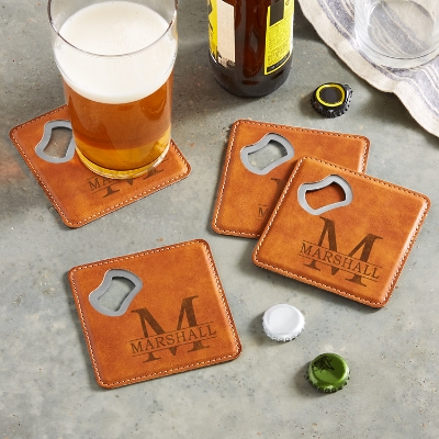 Personalized Name & Initial Bottle Opener Coasters