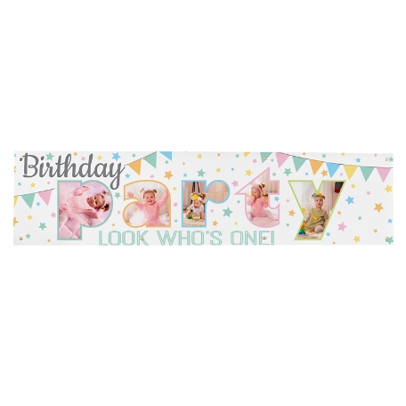 Photo Party Birthday Banner - 8ft - Pastel