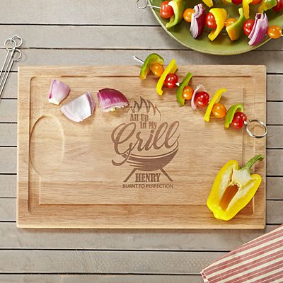 Up In My Grill Wood Cutting Board