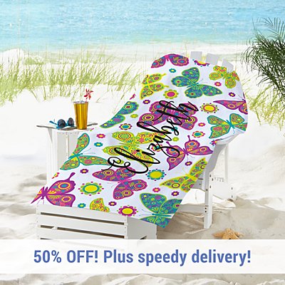 Colourful Butterflies Beach Towel