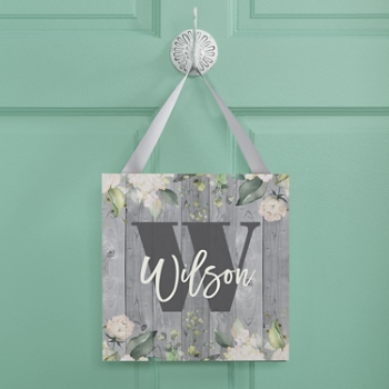 Barnwood Floral Name Wood Sign