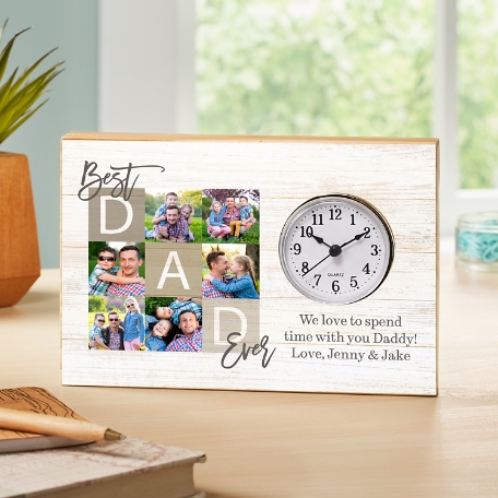 Best Dad Ever Photo Wood Clock