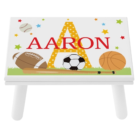 Personalized My Own Name Step Stool - White Sports