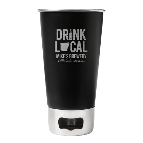 Drink Local Bottle Opening Beer Tumbler-Black
