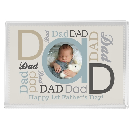 Dad Photo Message Glass Block - Large