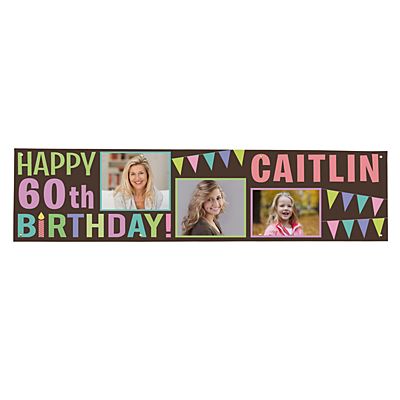 Happy Birthday Party Poster Banner Personalised Picture & Name Any Age TP169 