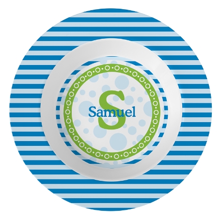 Pattern Initial Bowl - Blue