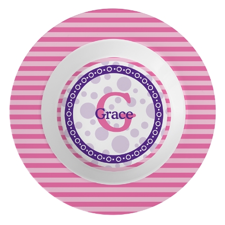 Pattern Initial Bowl - Pink