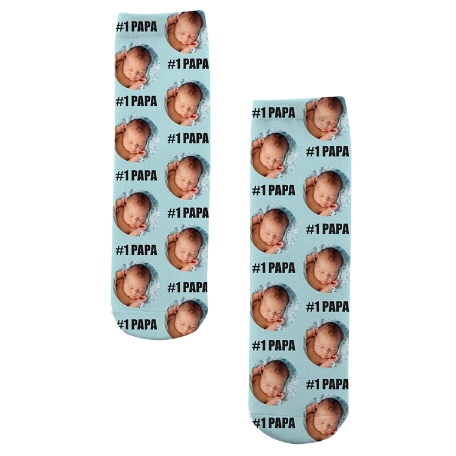 #1 Photo Message Socks - Blue - Large