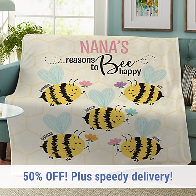 Reasons to Bee Happy Plush Blanket