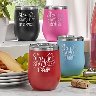Stay In Stay Cozy Insulated Wine Tumbler