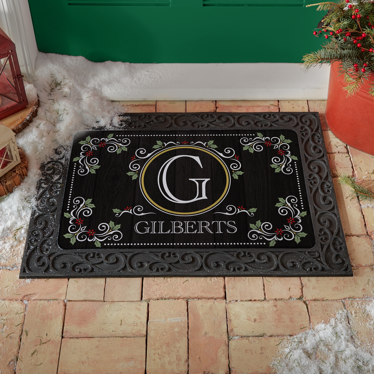 Elegant Holiday Scroll Doormat