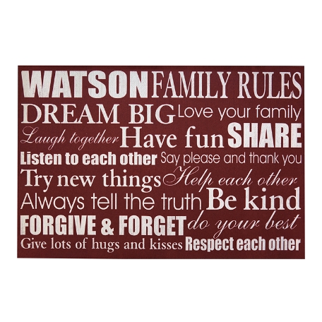 Family Rules Doormat -24x36- Burgundy