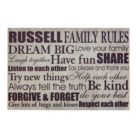 Family Rules Doormat-24x36- Cream