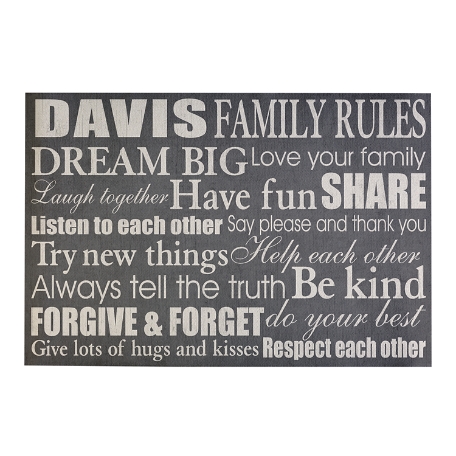 Family Rules Doormat-24x36 - Gray