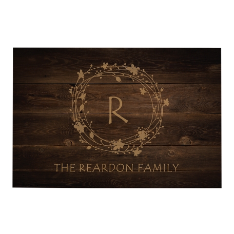 Floral Wreath Doormat-Brown-24x36