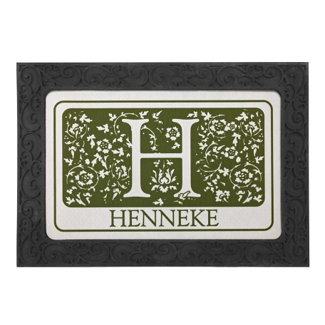 Initial Doormat - 17x27 w/ Holder - Green