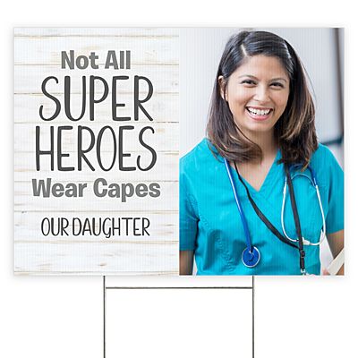 Super Heroes Photo 2 Sided Yard Sign  with Stake