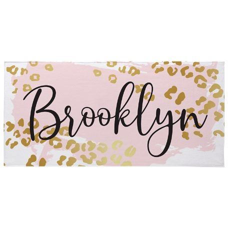 Metallic Leopard Beach Towel-Standard - Gold