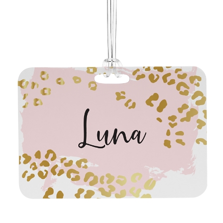 Metallic Leopard Luggage Tag - Gold