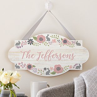 Rustic Easter Floral Hanging Wood Sign